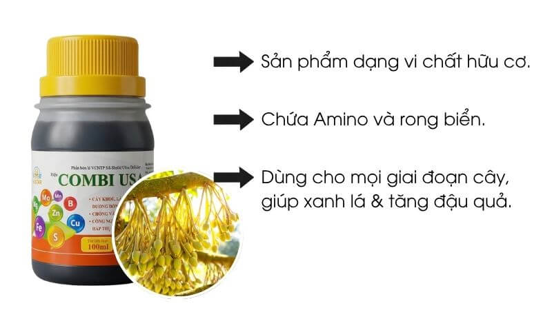 Combi USA là dạng vi chất hữu cơ, cung cấp trung vi lượng cho cây trồng