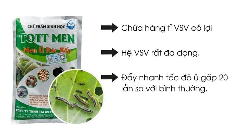 Men vi sinh ủ rác thải nhà bếp tott men