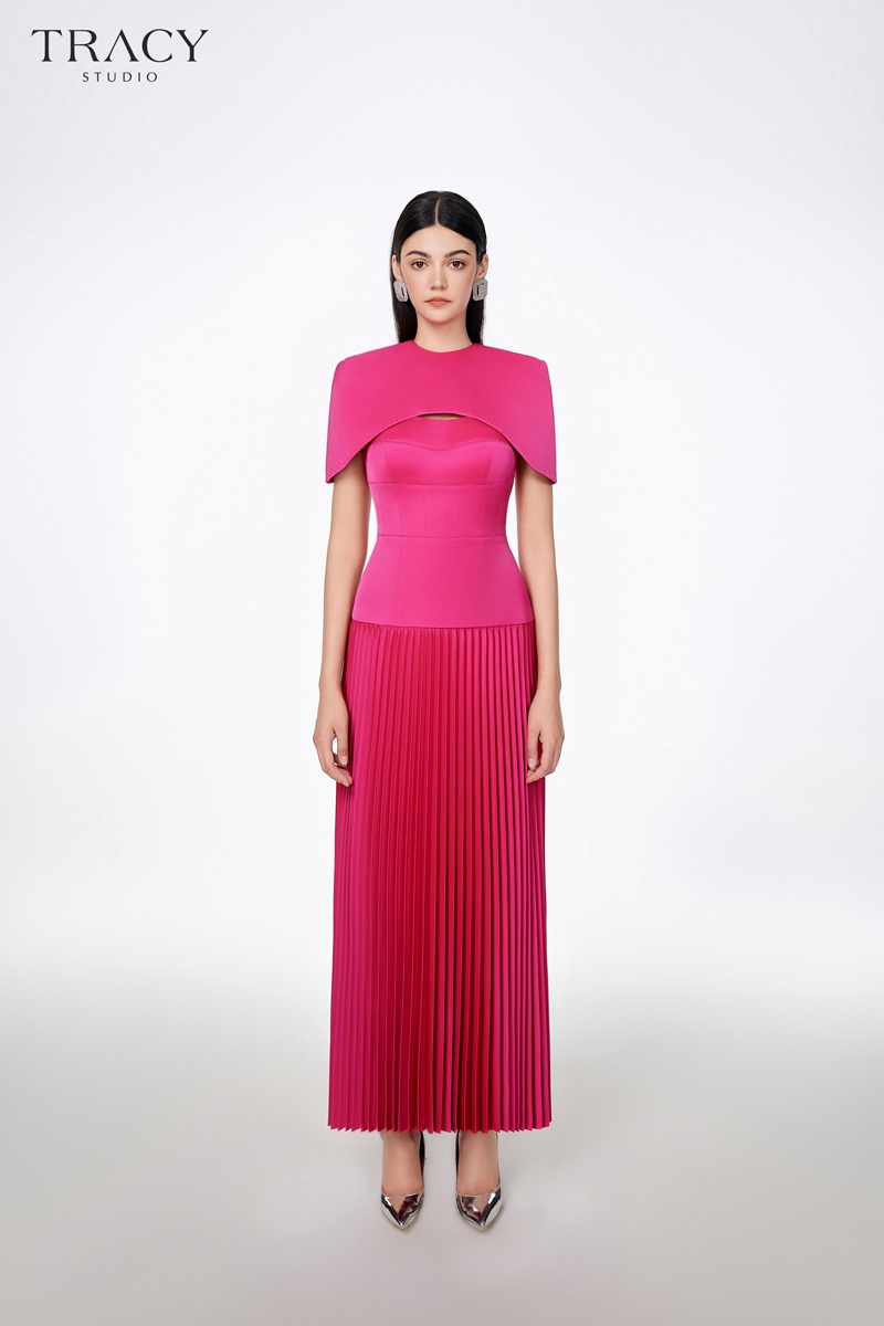 Váy dạ hội hai dây thiết kế xếp ly eo siêu quyến rũ - D607
