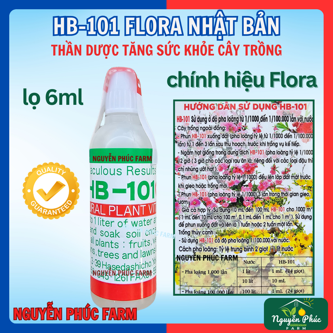 (1 lọ) Kích rễ HB-101 Flora 6ml - thần dược Nhật Bản, 100% Natural Plant Vitalizer tăng năng suất giải độc đất ra rễ mạnh