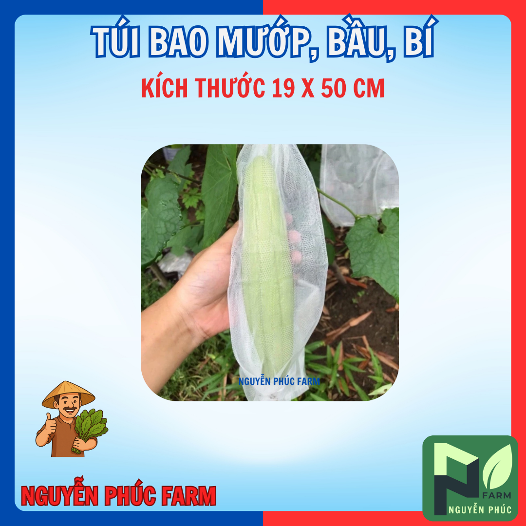 [Combo 20-50-100 túi] Túi bao mướp, bầu, bí - kích thước 19 x 50 cm bằng vải mùng caro thoáng khí độ bền cao - COMBO 100 TÚI