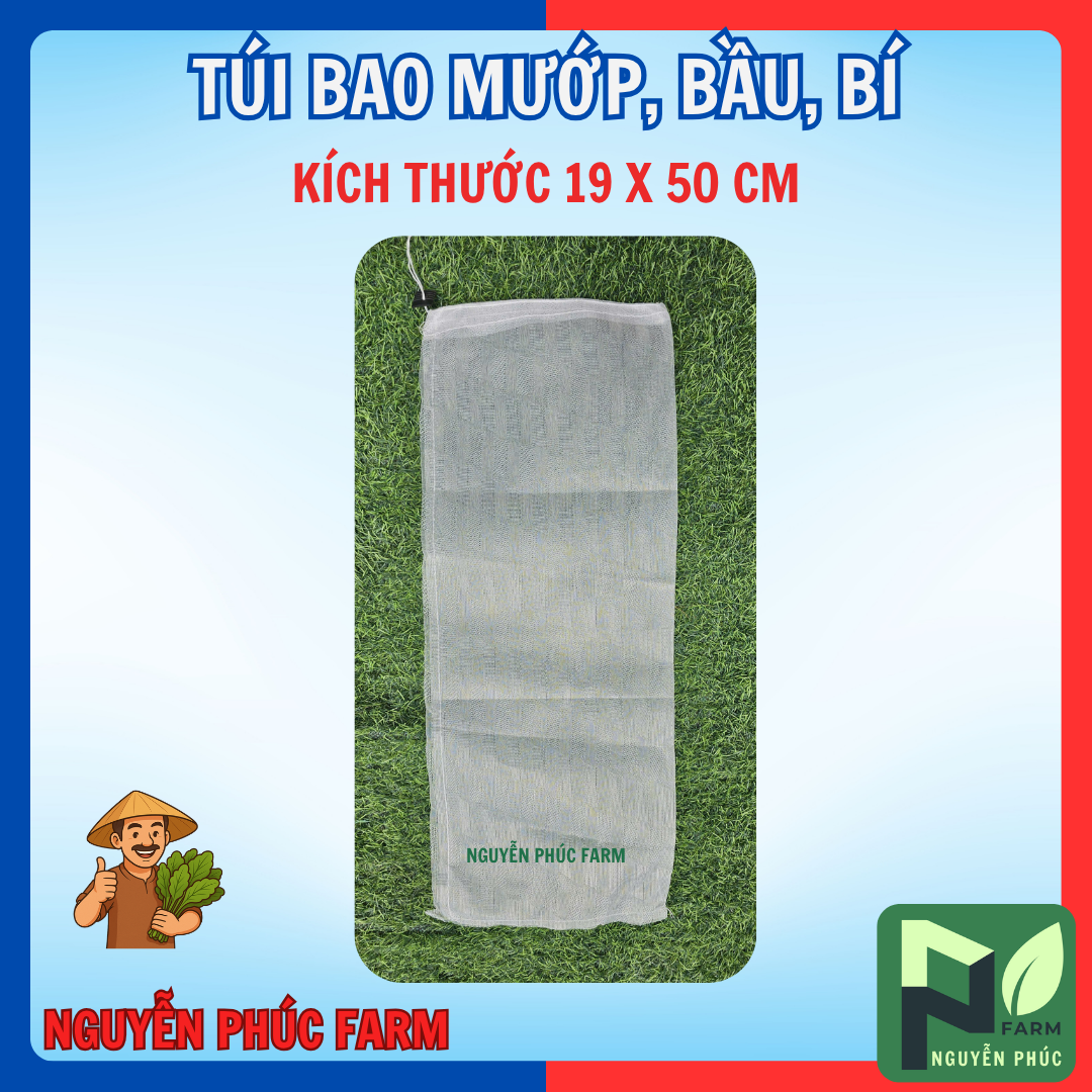 [Combo 20-50-100 túi] Túi bao mướp, bầu, bí - kích thước 19 x 50 cm bằng vải mùng caro thoáng khí độ bền cao - COMBO 100 TÚI