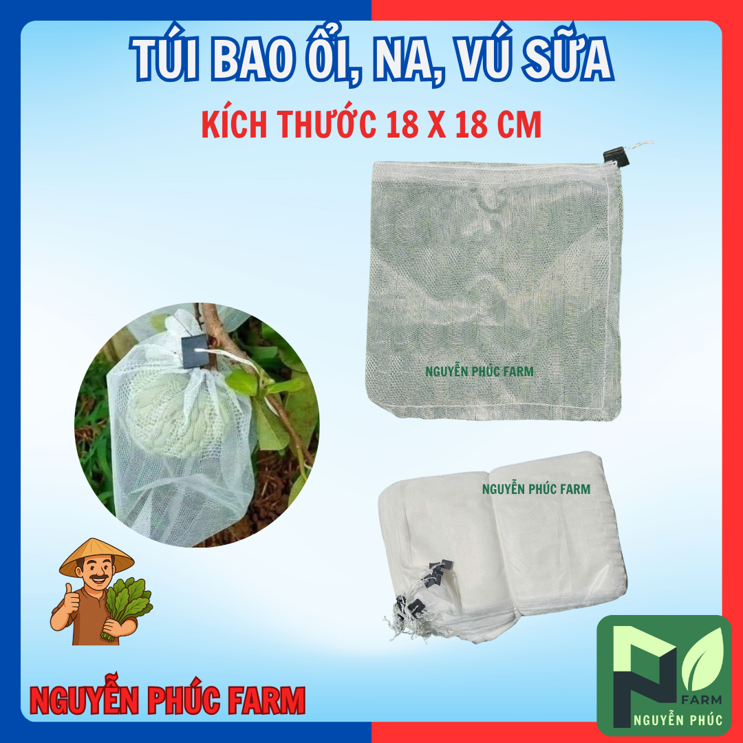 [Combo 20-50-100 túi] Túi bao ổi, na, vú sữa - kích thước 18 x 18 cm bằng vải mùng caro thoáng khí, độ bền cao - COMBO 100 TÚI
