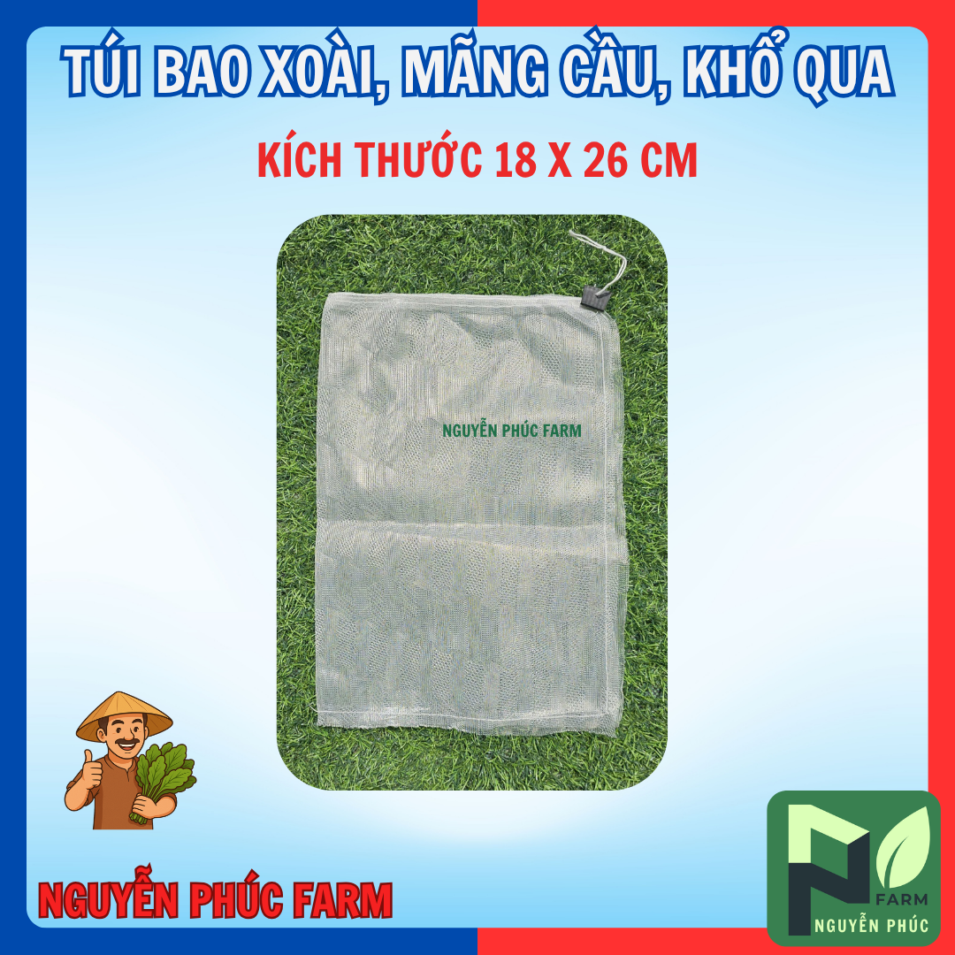 [Combo 20-50-100 túi] Túi bao xoài, khổ qua, mãng cầu - kích thước 18 x 26 cm bằng vải mùng caro thoáng khí, độ bền cao - COMBO 100 TÚI