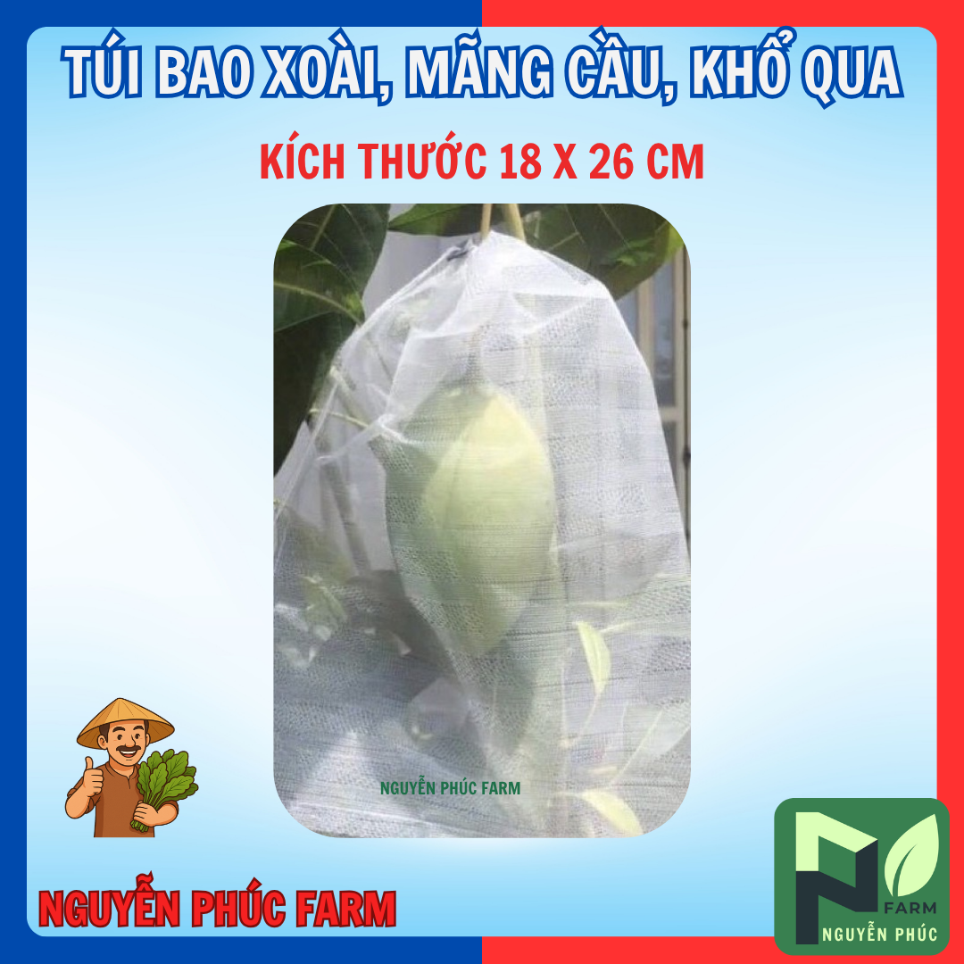 [Combo 20-50-100 túi] Túi bao xoài, khổ qua, mãng cầu - kích thước 18 x 26 cm bằng vải mùng caro thoáng khí, độ bền cao - COMBO 100 TÚI