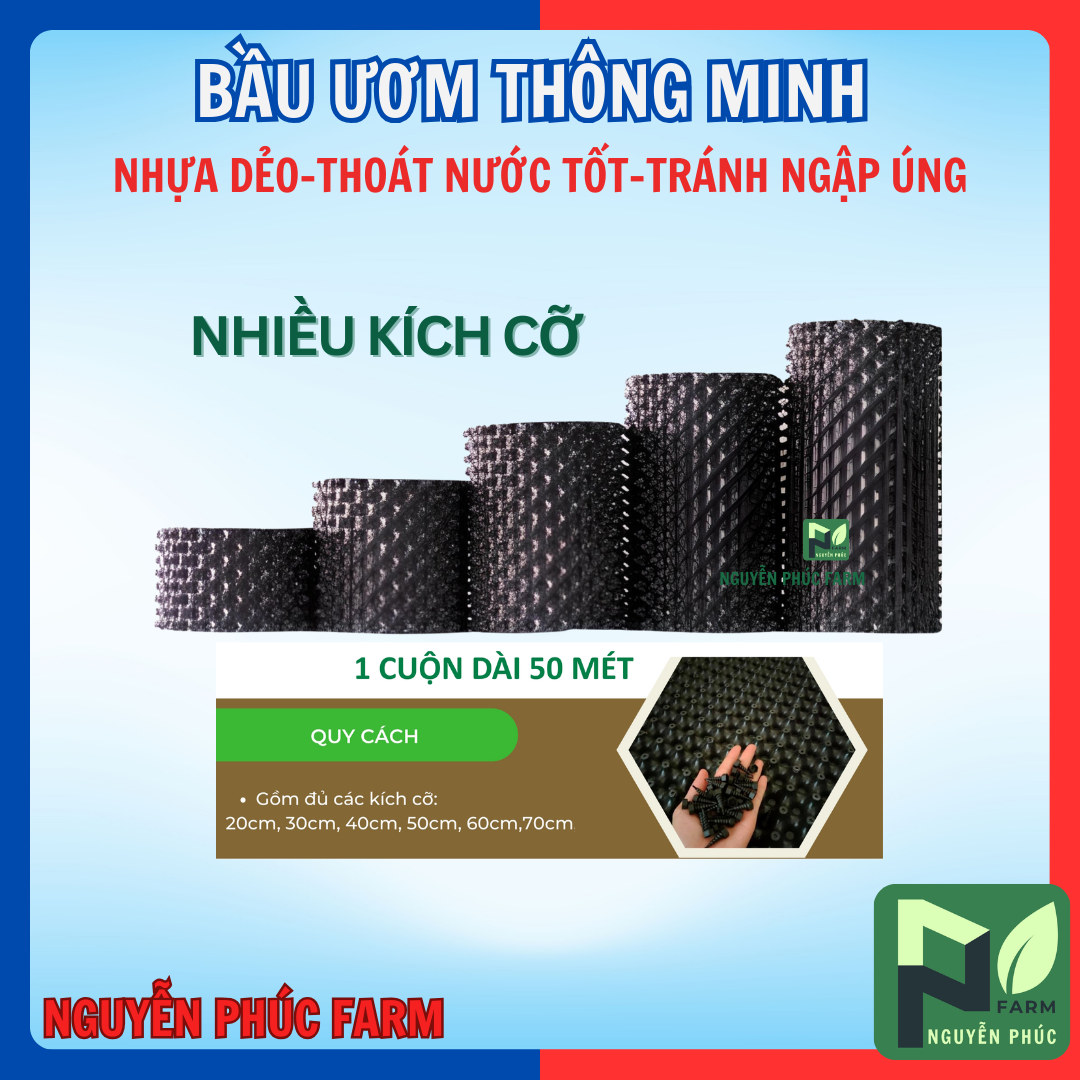 [Cuộn 50m] BẦU ƯƠM THÔNG MINH - CÓ VÍT KÈM THEO -KÍCH THƯỚC CHIỀU CAO TỰ CHỌN-bầu ươm nhựa dẻo đen thoát nước tốt, đa dụng - 30CM