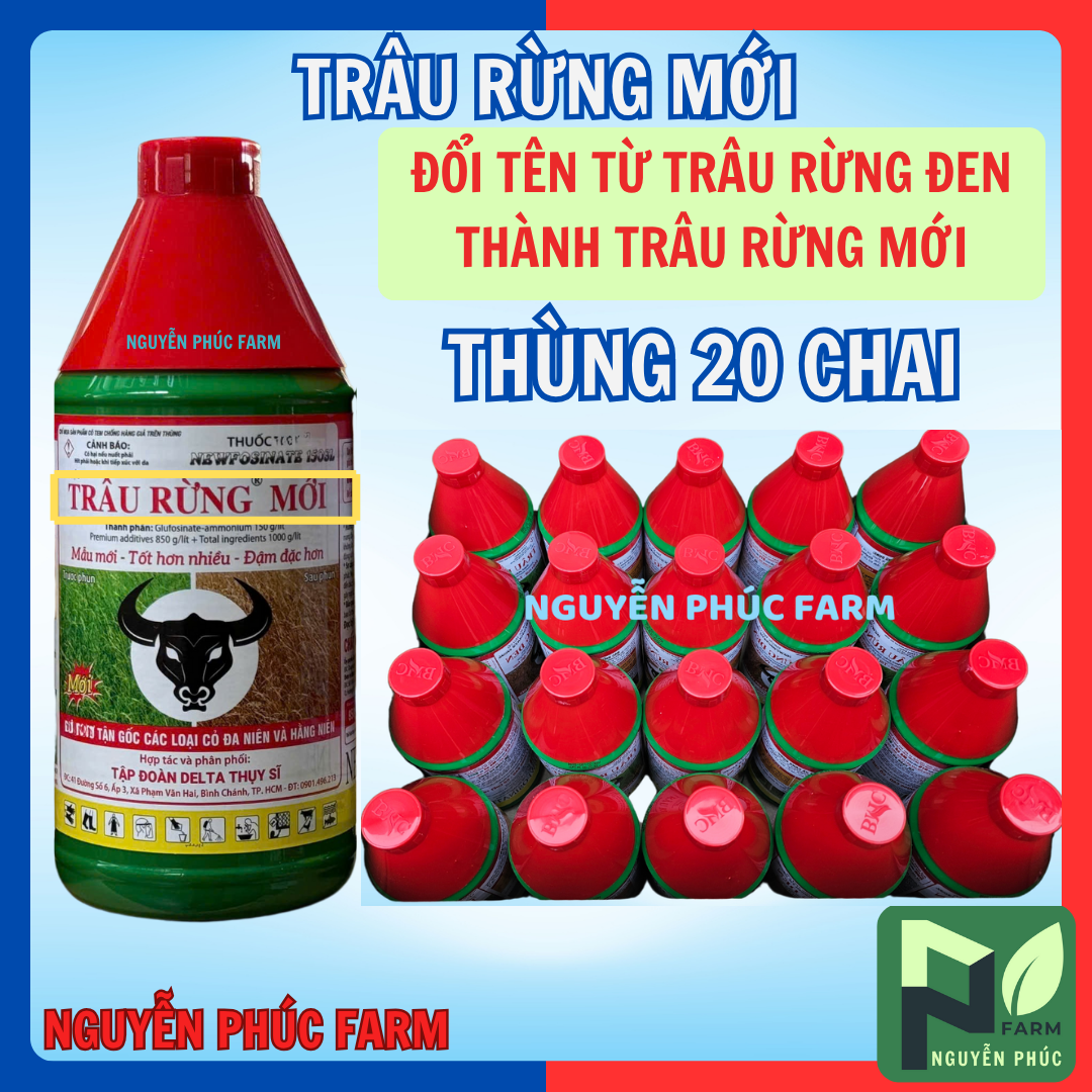 [Thùng 20 chai] Trừ cỏ Trâu Rừng Mới 900ml- trừ cỏ không chọn lọc thế hệ mới Hoạt chất: Glufosinate ammonium 150g/l