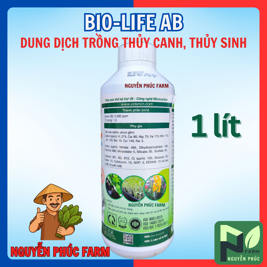 Dung Dịch Trồng Thủy Canh Bio Life AB 1 Lít, phân bón thủy canh thủy sinh - Mặc định