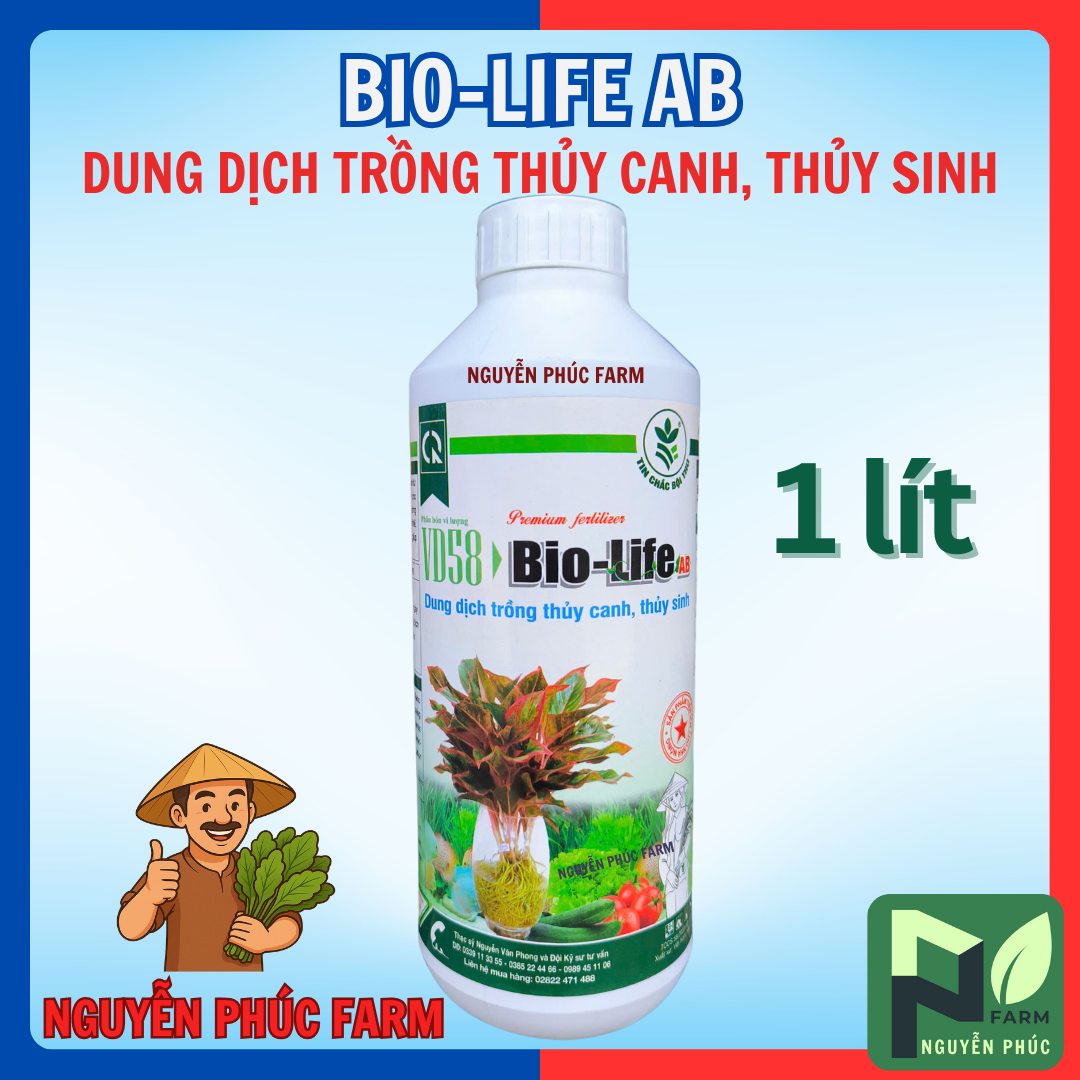 Dung Dịch Trồng Thủy Canh Bio Life AB 1 Lít, phân bón thủy canh thủy sinh - Mặc định
