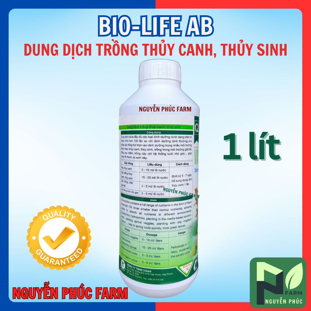Dung Dịch Trồng Thủy Canh Bio Life AB 1 Lít, phân bón thủy canh thủy sinh - Mặc định