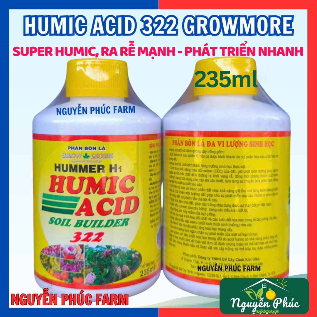 Humic Acid 322 Mỹ (235ml), Phân bón super humic, ra rễ mạnh - phát triển nhanh