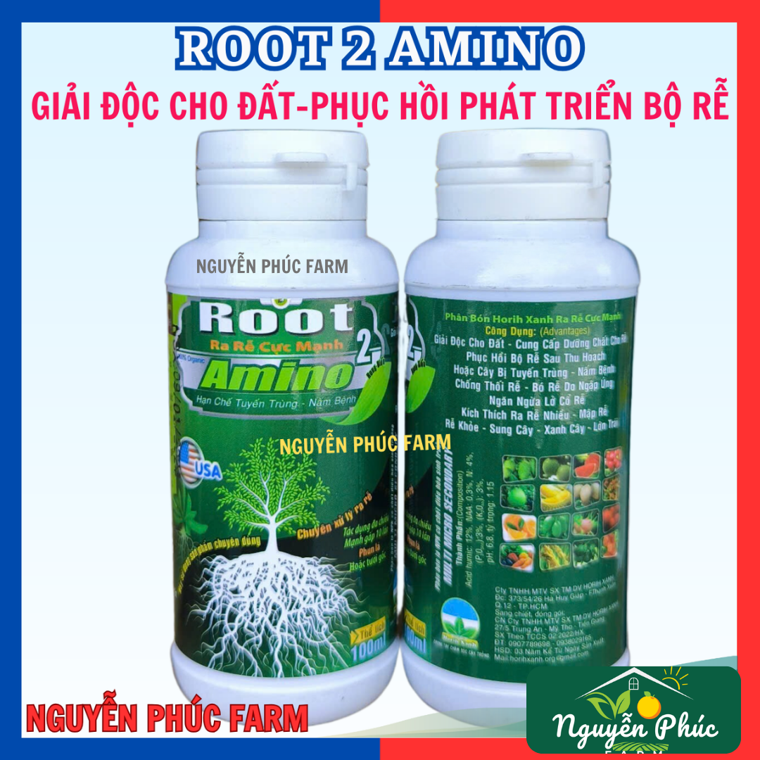Kích Rễ Root 2 AMINO 100% Organic Rong Biển (100ml), Roots 2 với humic giúp dưỡng rễ khỏe và phát triển tốt