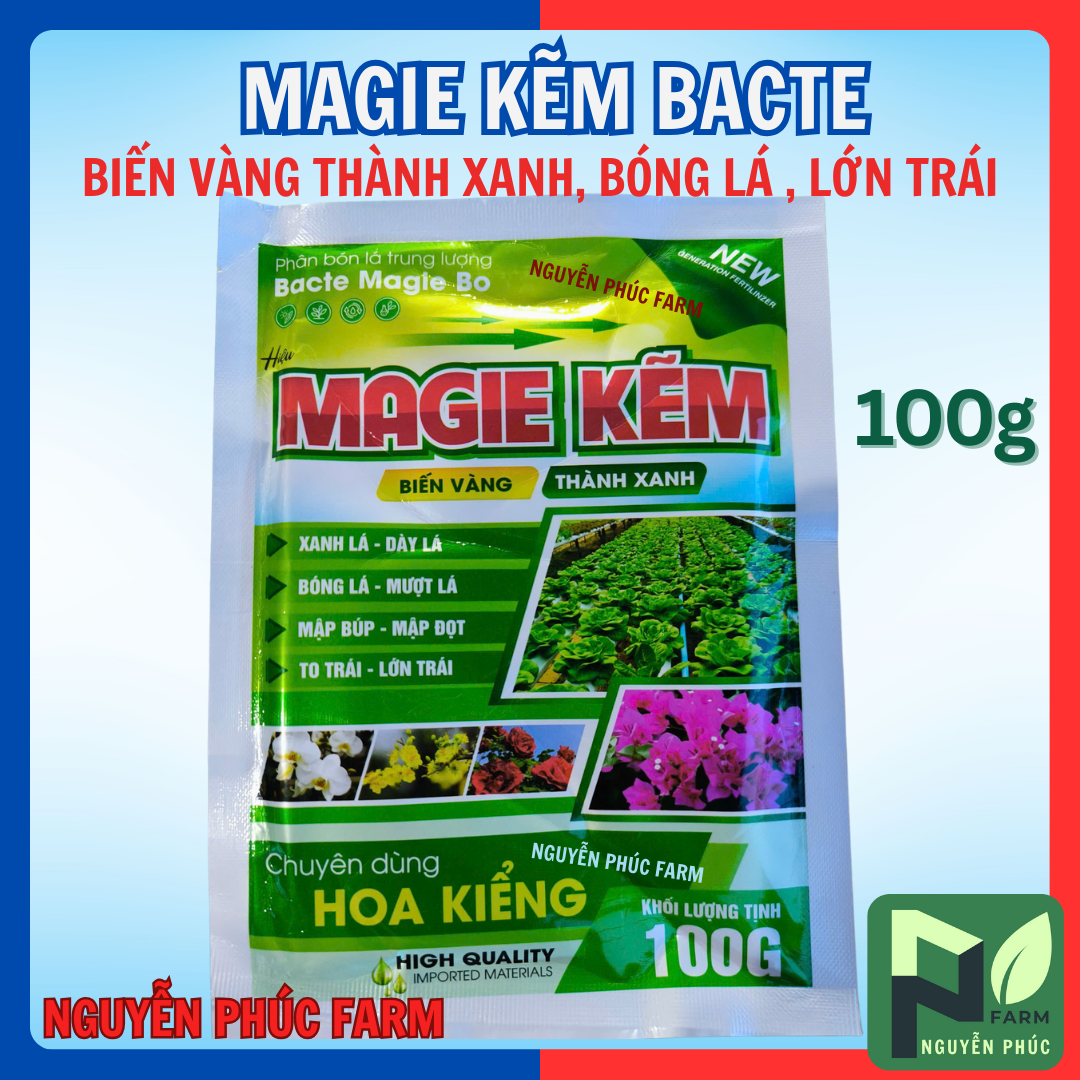 Magie Kẽm gói 100g, biến vàng thành xanh, bóng lá, dày lá, mập đọt, lớn trái cty Hải An Khang - Mặc định