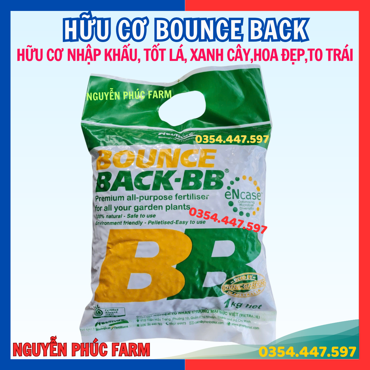 Phân Hữu Cơ Dynamic Úc Bounce Back, Hữu Cơ BB chuyên dùng rau màu, cây kiểng (hữu cơ cá và thực vật)