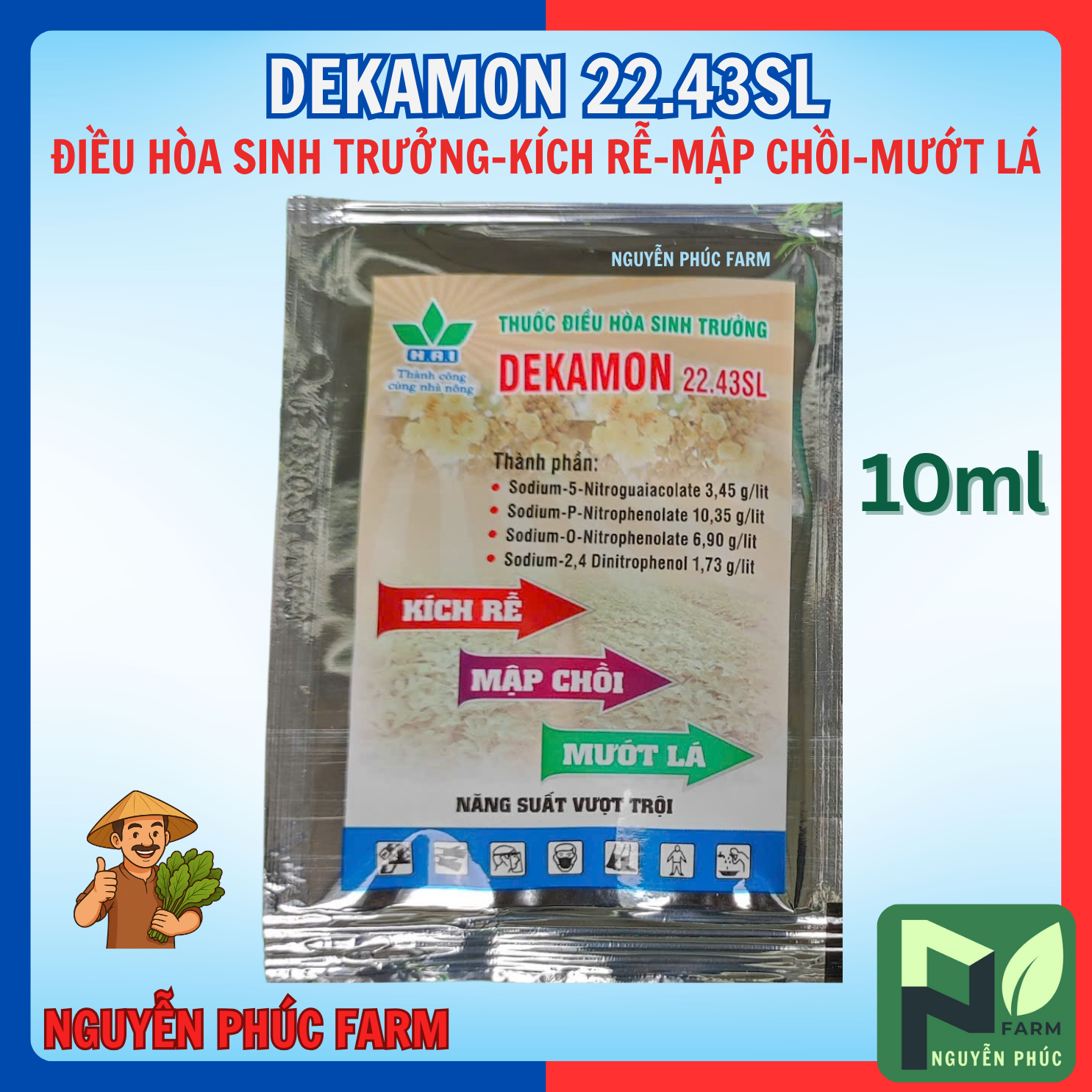 Phân bón lá DEKAMON 22.43SL, Thuốc điều hòa sinh trưởng cây trồng (gói 10ml)