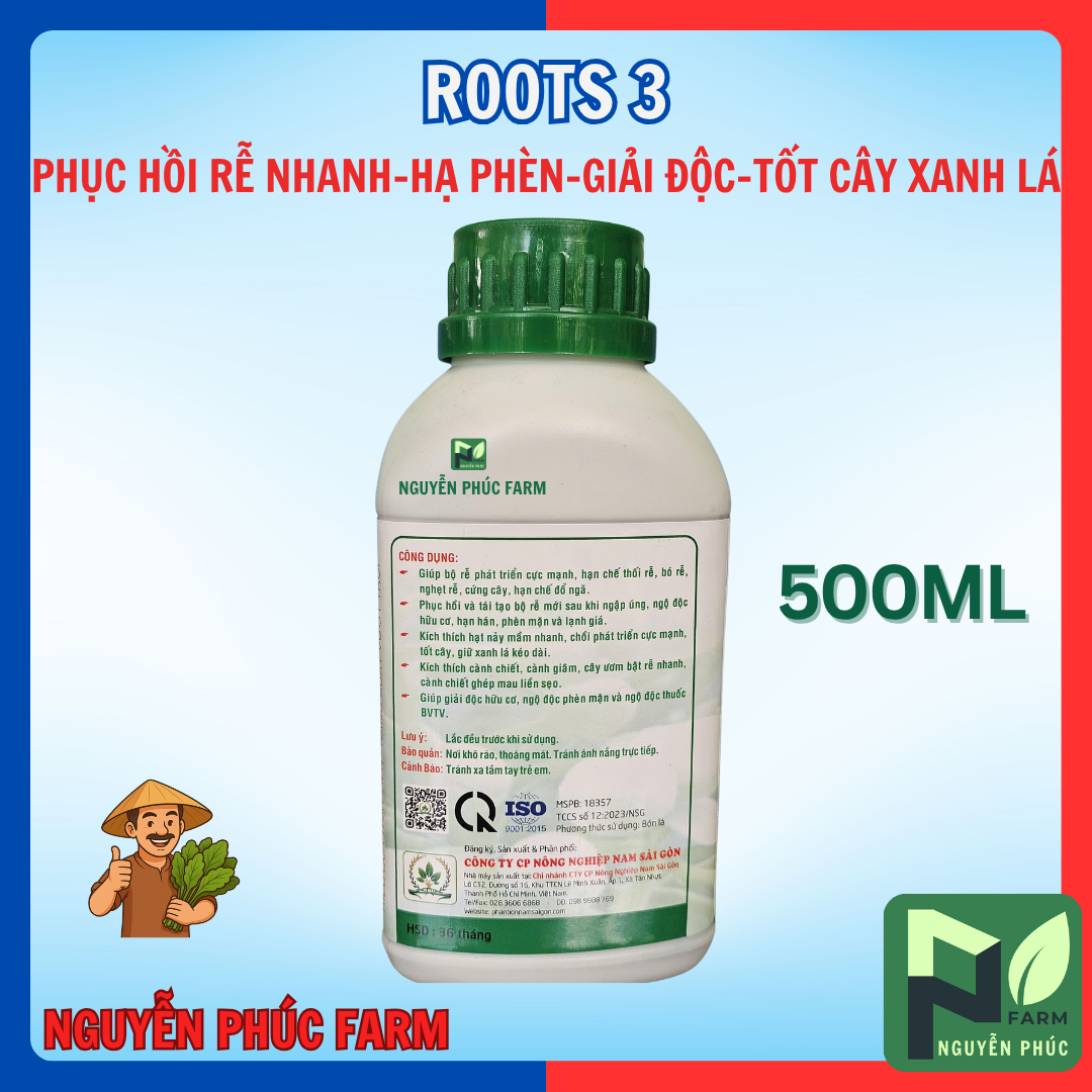 ROOTS 3 NSG chai 500ml phục hồi rễ, ra rễ nhanh, hạ phèn giả độc, tốt cây xanh lá