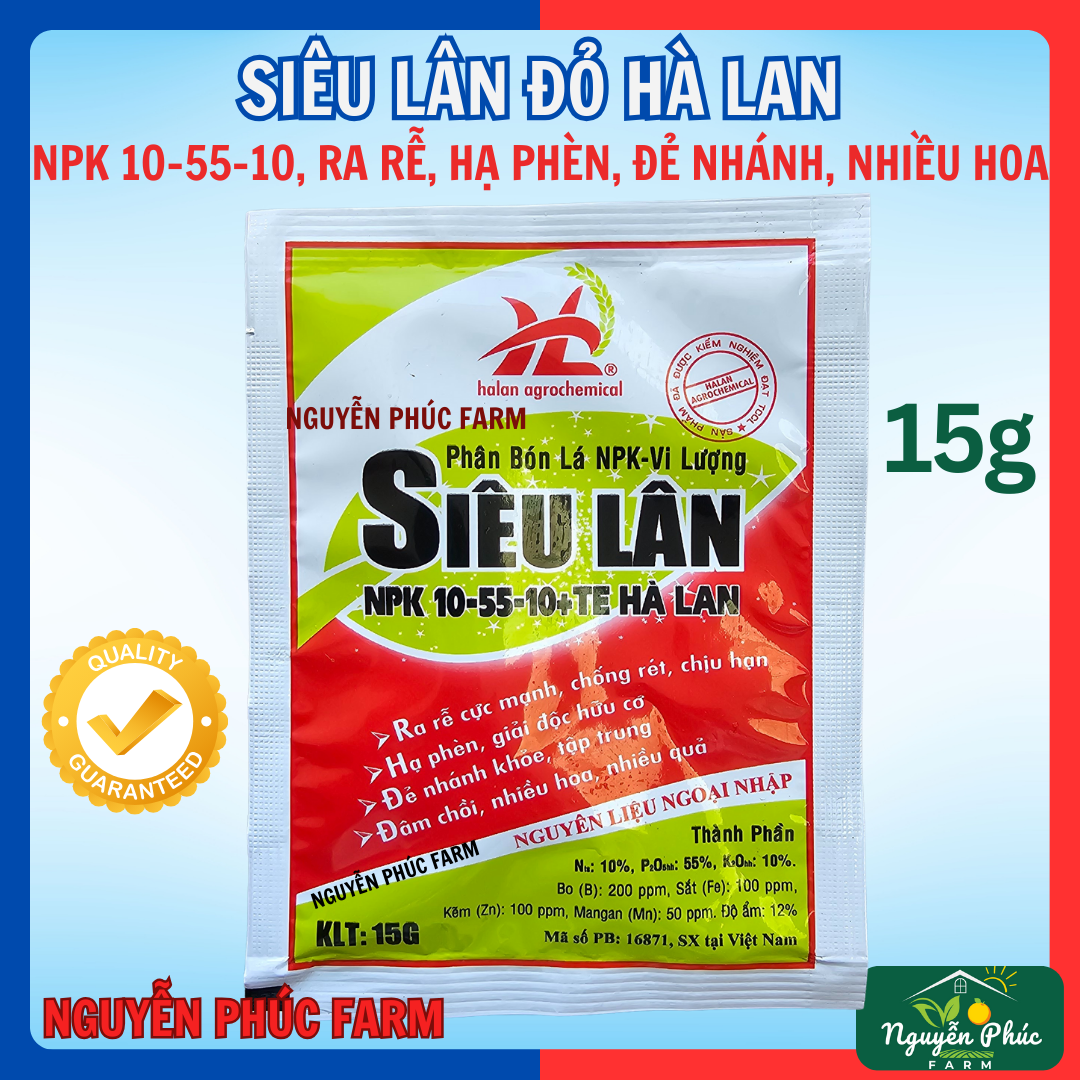 Siêu Lân Đỏ Hà Lan 10-55-10+TE (gói 15g), kích ra hoa tạo mầm hoa cực mạnh