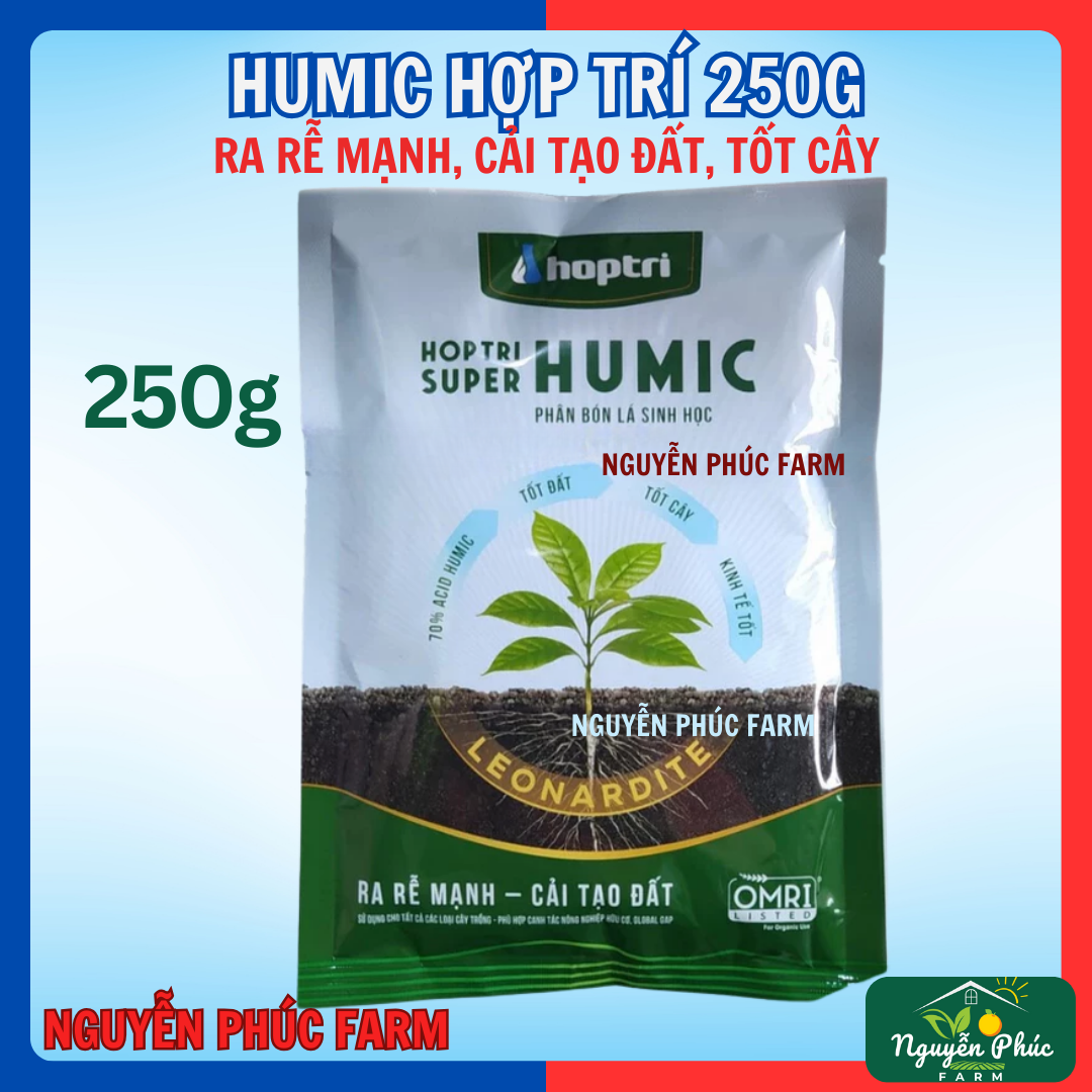 Super Humic Hợp Trí gói 250g, Phân Hữu Cơ Sinh Học Humic axit giúp ra rễ mạnh, cải tạo đất tốt