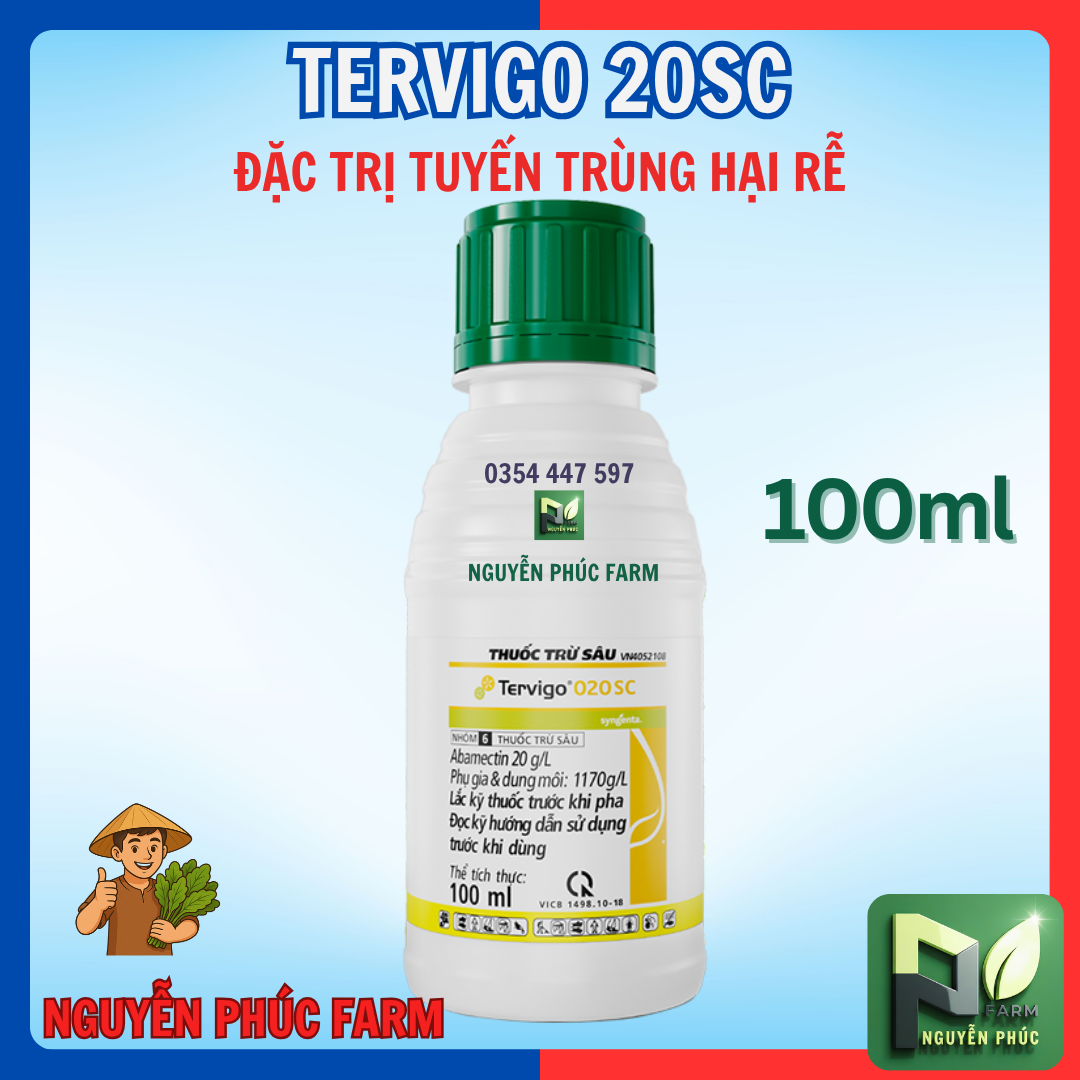 TERVIGO chai 100ml chính hiệu, đặc trị tuyến trùng, ngăn thối rễ sưng rễ gây vàng lá - Mặc định