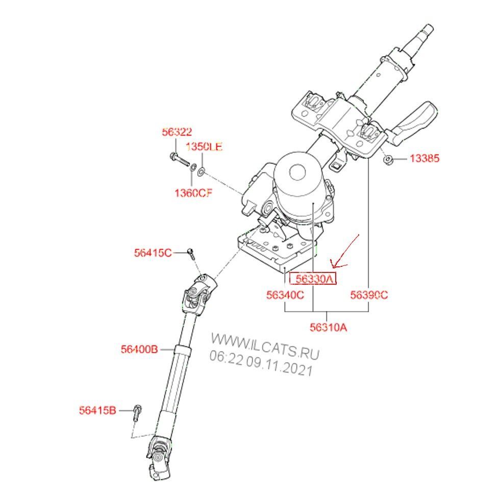 Mô tơ trợ lực lái Grand i10 hãng HYUNDAI, 56330B4500