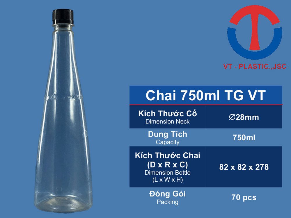 Chai Nhựa PET 750ml Đựng Rượu - Mật Ong - Dầu Ăn - Tương Ớt