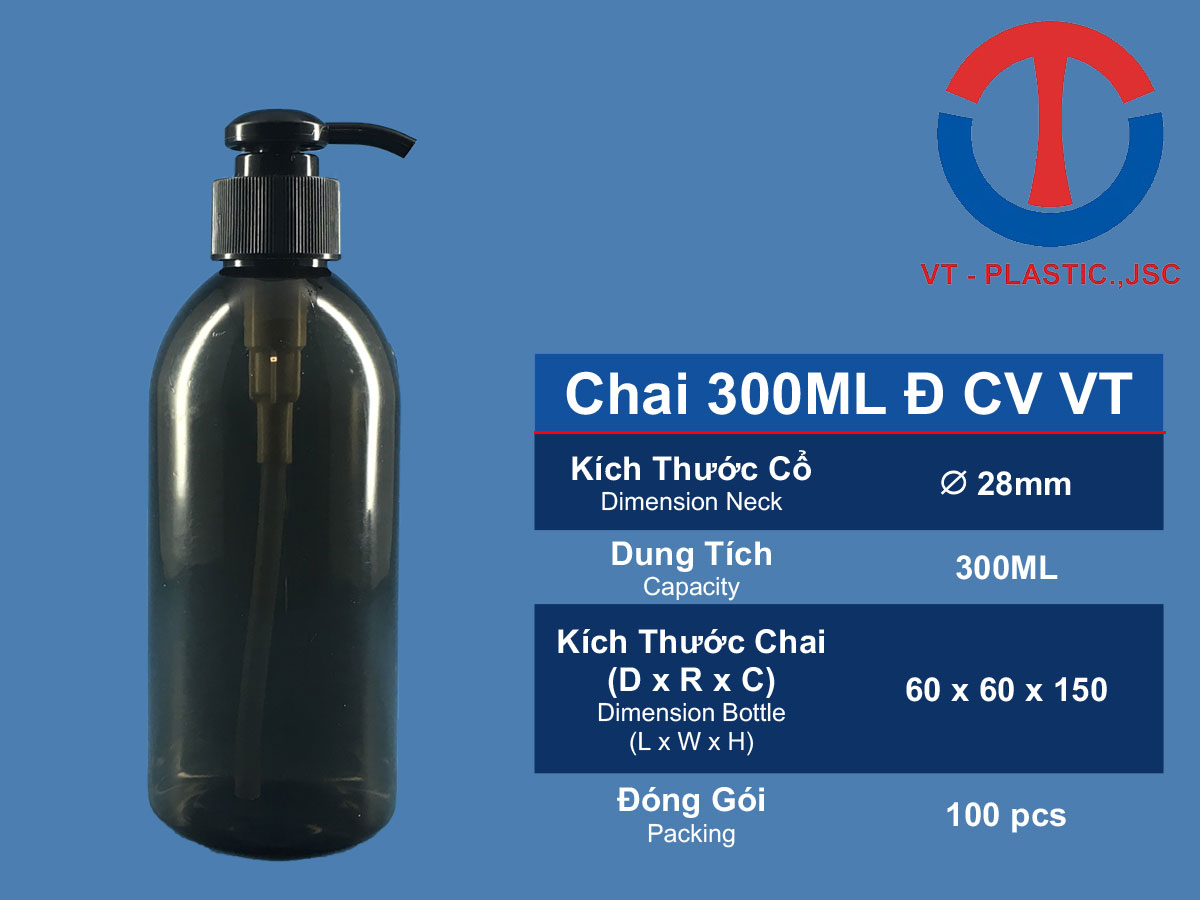 Chai 300ml đựng dầu gội Vòi Bơm, Vòi Xịt, Đầu Bơm, Đầu Xịt VT