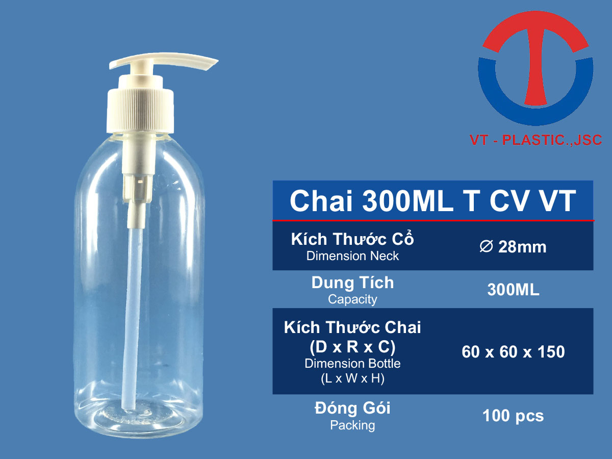 Chai 300ml đựng dầu gội, dầu xả Vòi Bơm, Vòi Xịt, Đầu Bơm, Đầu Xịt VT