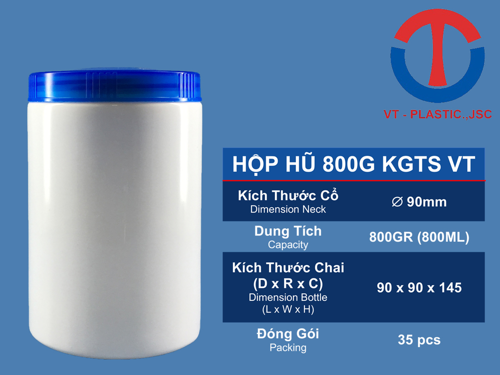 Hộp Hũ 800ml - trắng sữa- đựng bột mầm đậu nành, bột ngũ cốc , hộp đựng hạt, ruốc, đường, sữa bột.. TS VT