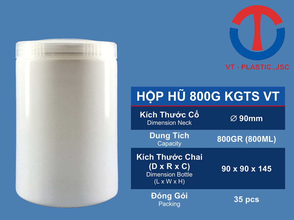 Hộp Hũ 800ml - trắng sữa- đựng bột mầm đậu nành, bột ngũ cốc , hộp đựng hạt, ruốc, đường, sữa bột.. TS VT