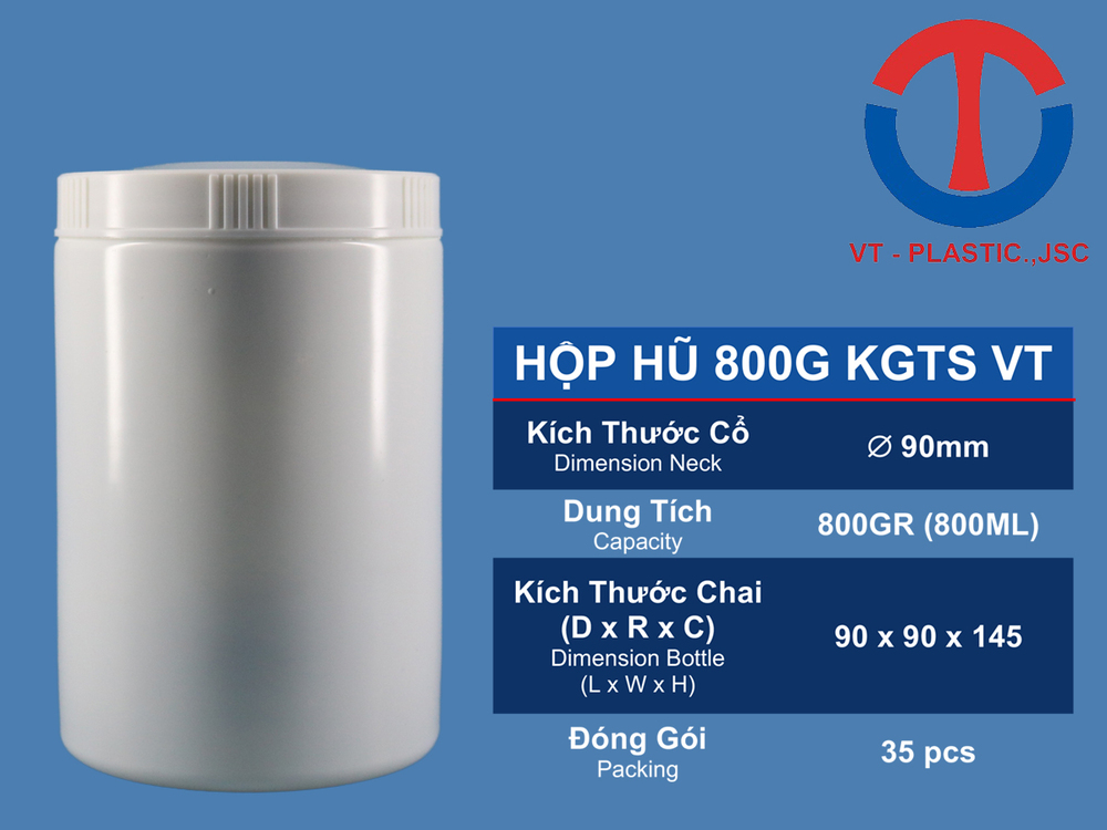 Hộp Hũ 800ml - trắng sữa - đựng bột mầm đậu nành, bột ngũ cốc , hộp đựng hạt, ruốc, đường, sữa bột...