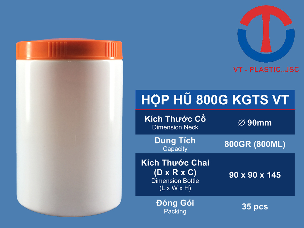 Hộp Hũ 800ml - trắng sữa - đựng bột mầm đậu nành, bột ngũ cốc , hộp đựng hạt, ruốc, đường, sữa bột...