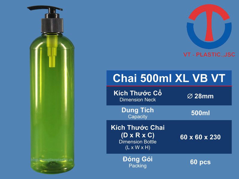 Chai nhựa PET 500ml đựng dầu gội, sữa tắm, nước rửa tay diệt khuẩn sát khuẩn, nước rửa tay khử trùng, vòi nhấn, vòi bơm, nắp bơm, màu xanh, cao