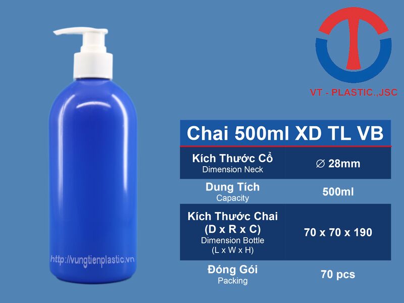 Chai nhựa PET 500ml đựng dầu gội, sữa tắm, nước rửa tay diệt khuẩn sát khuẩn, nước rửa tay khử trùng, vòi nhấn, vòi bơm, xưởng sản xuất chai nhựa