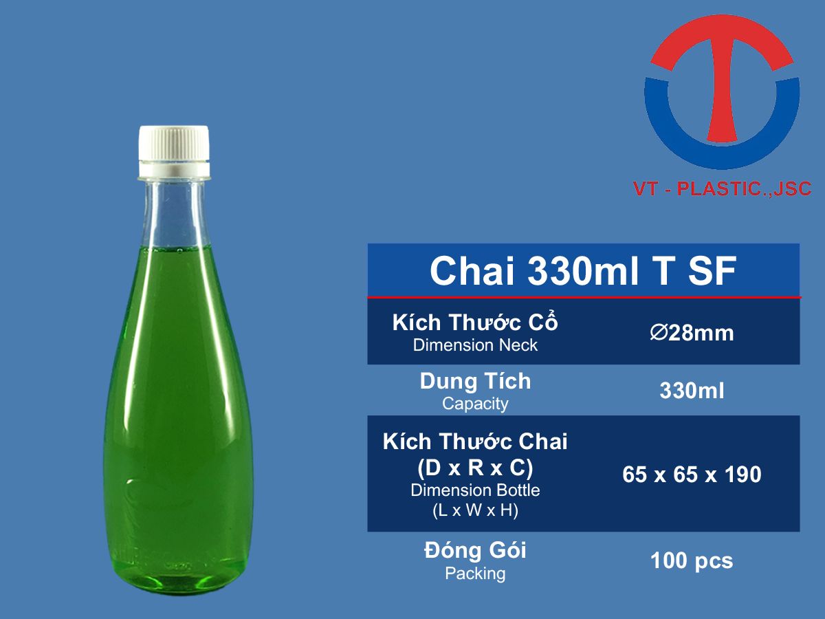 Chai Nhựa PET 330ml Đựng Siro - Mật Ong - Nước Sốt - tương Ớt