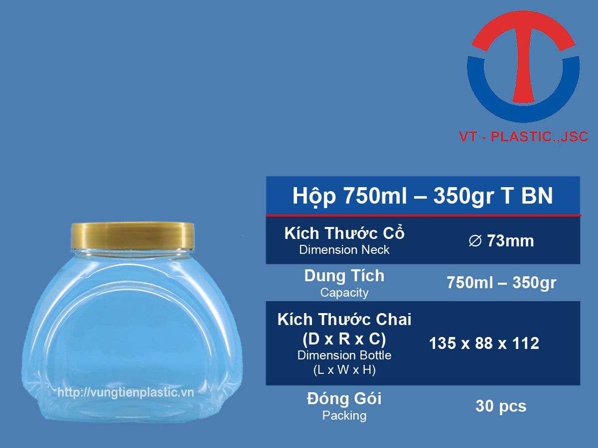 Hũ Nhựa 750ml - 350gr Đựng Mật Ong - Kẹo - Bánh - Caffe - Bột Ngũ Cốc - Hạt Dẻ - Hạt Điều