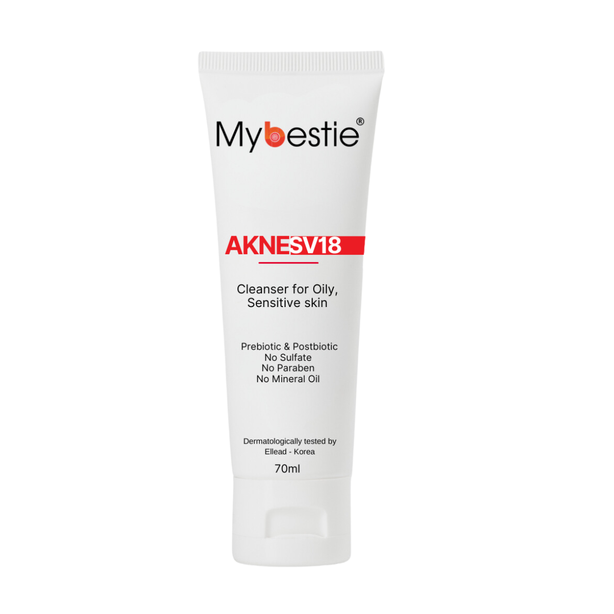 Sữa rửa mặt dịu nhẹ Mybestie AKNESV18 Cleanser for Oily, Sensitive Skin 70ml