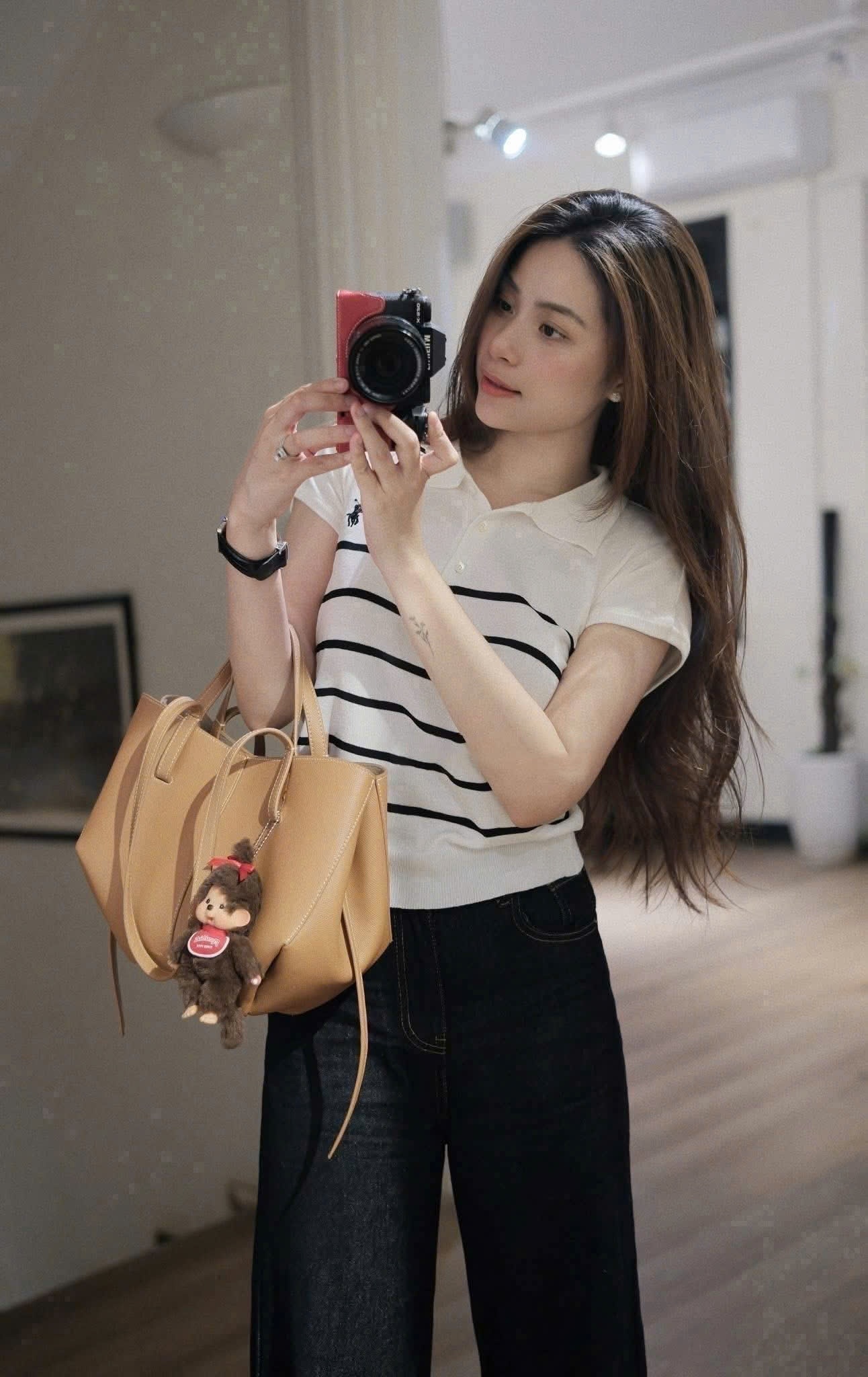 W5319# Áo Polo cộc tay kẻ ngang