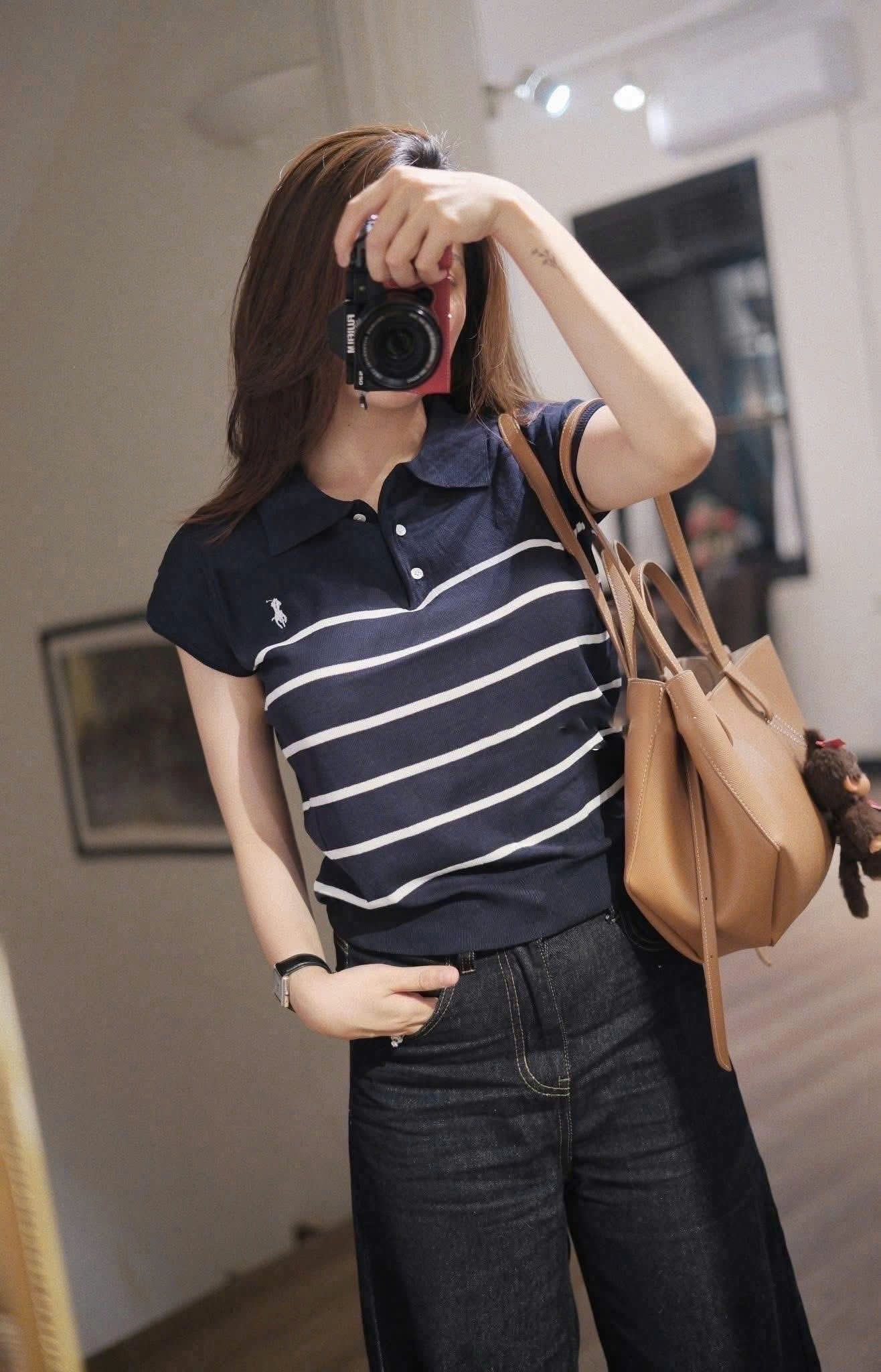 W5319# Áo Polo cộc tay kẻ ngang