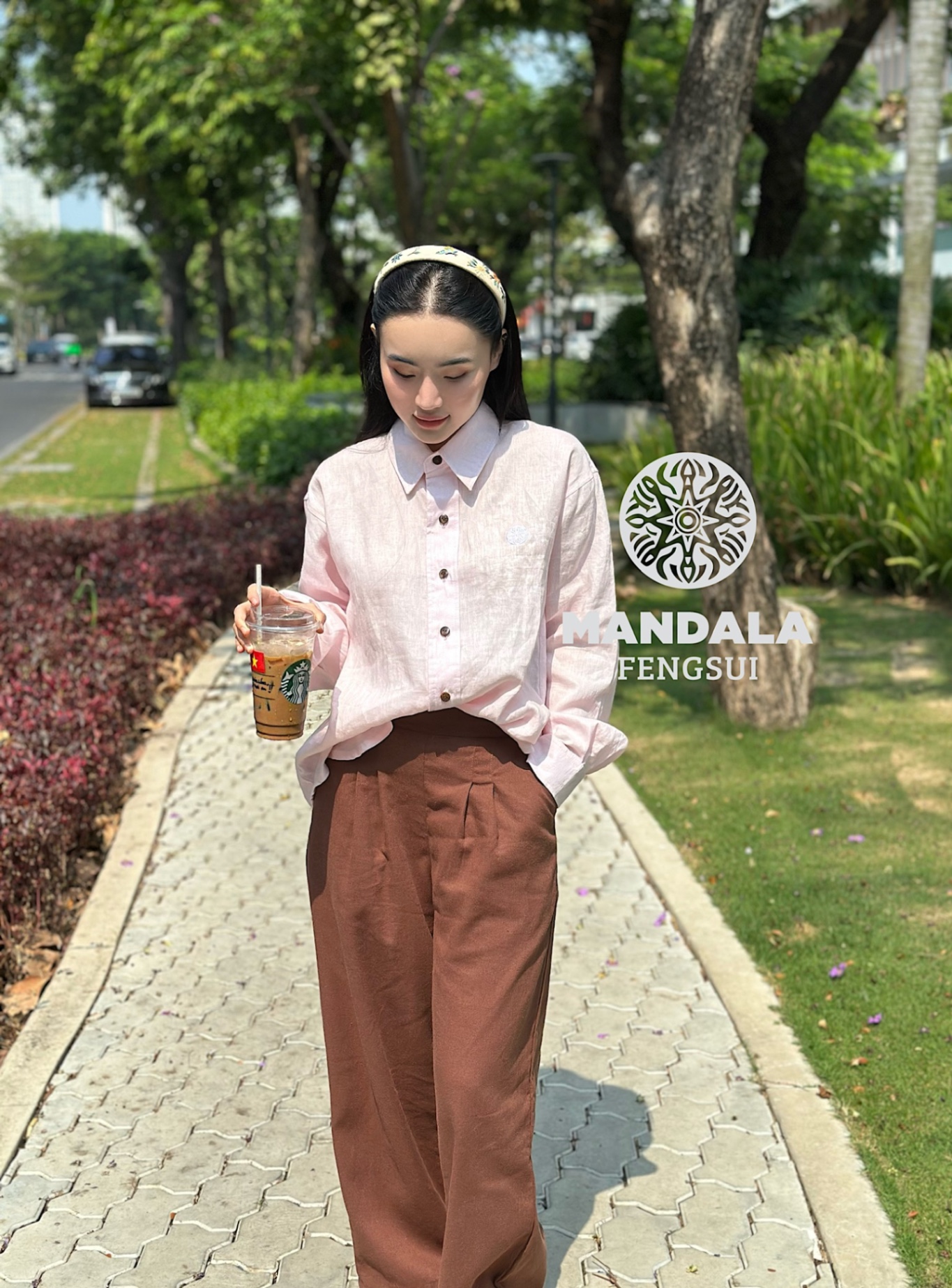 Áo sơ mi linen tưng - hồng pastel