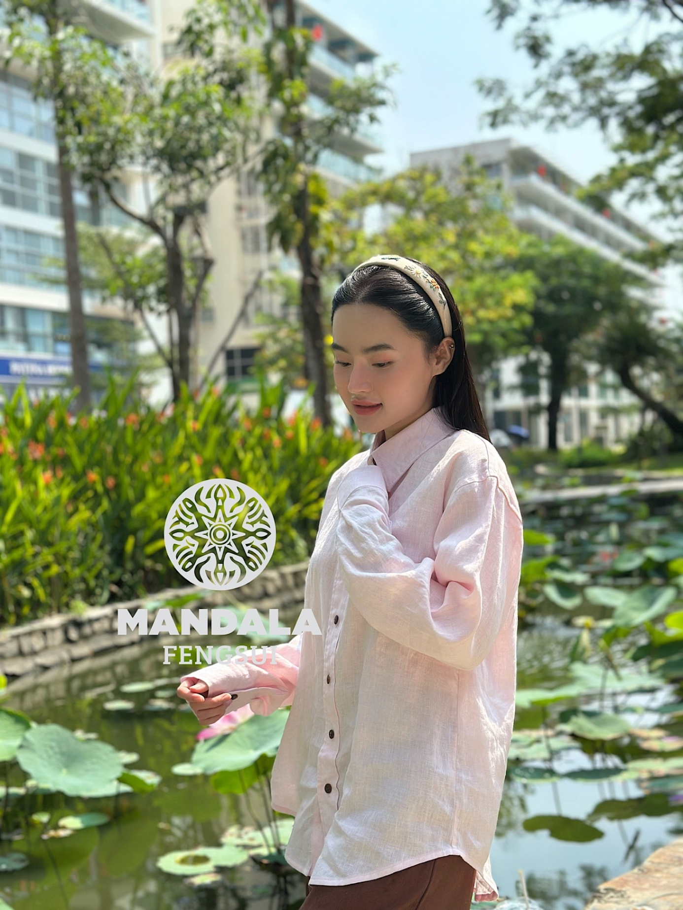 Áo sơ mi linen tưng - hồng pastel