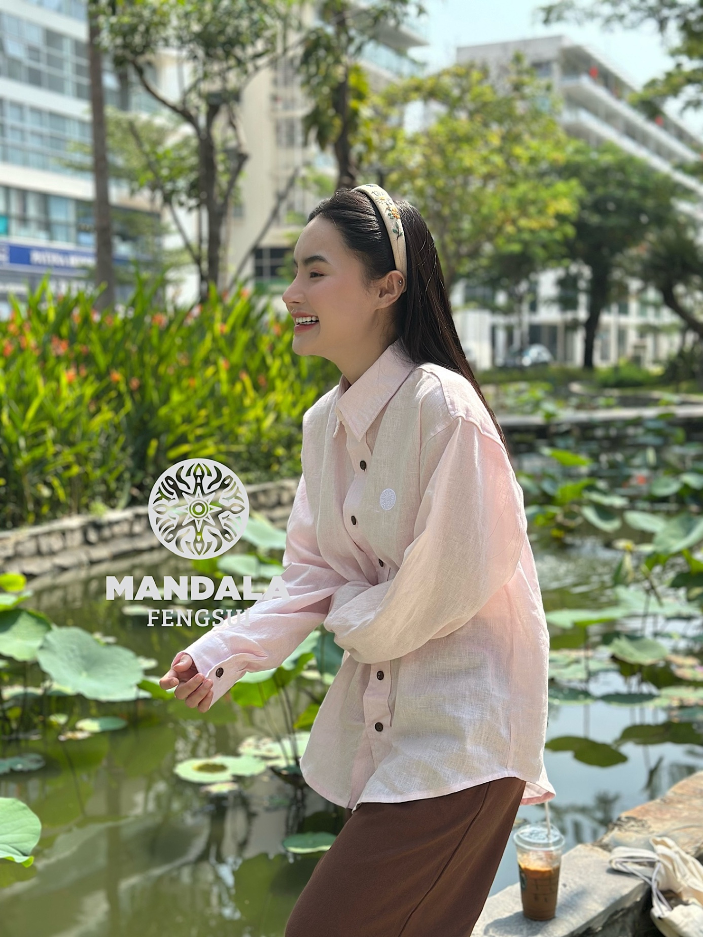Áo sơ mi linen tưng - hồng pastel