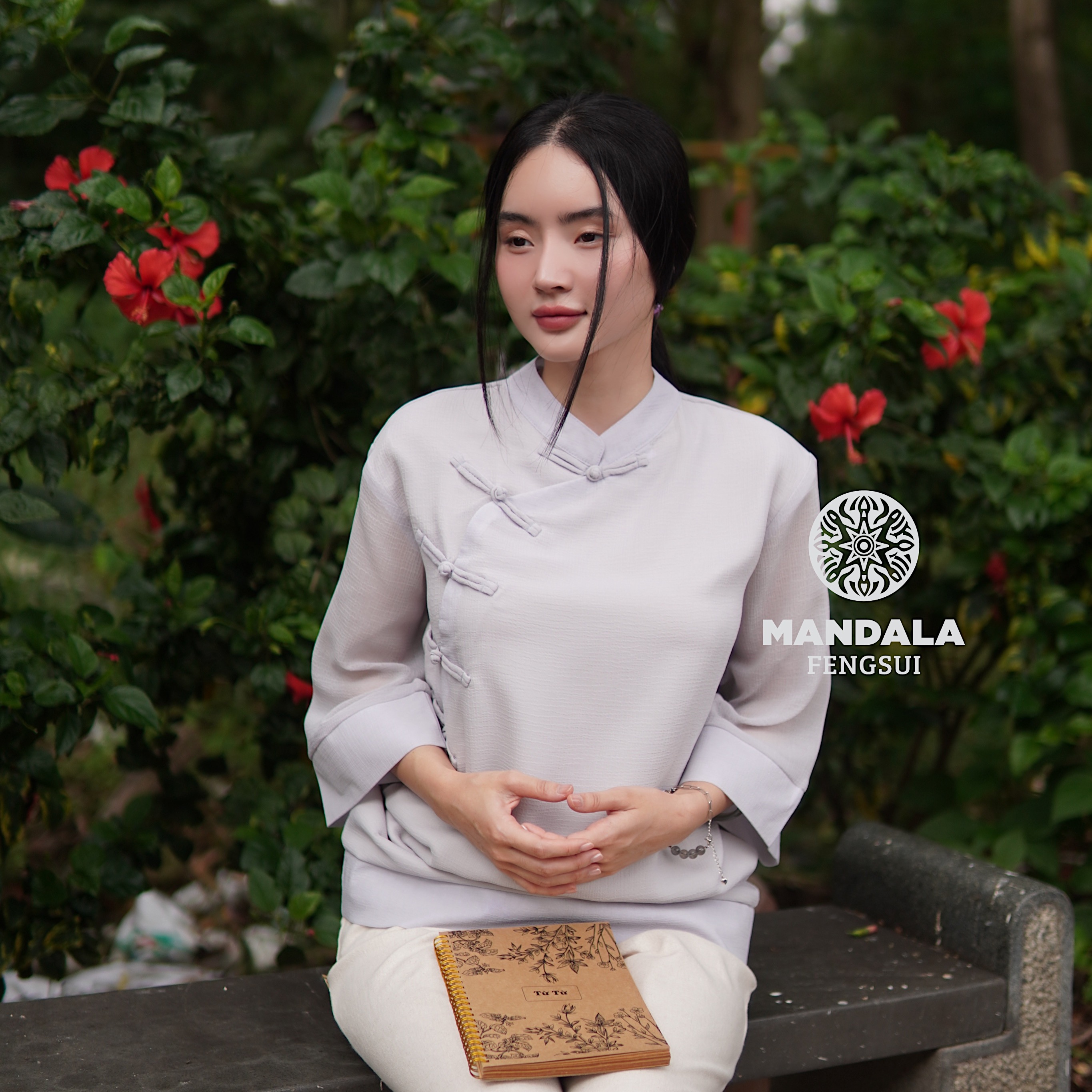 Áo Hạnh San Mandala – Lụa Xốp Tím Pastel (2 Lớp)