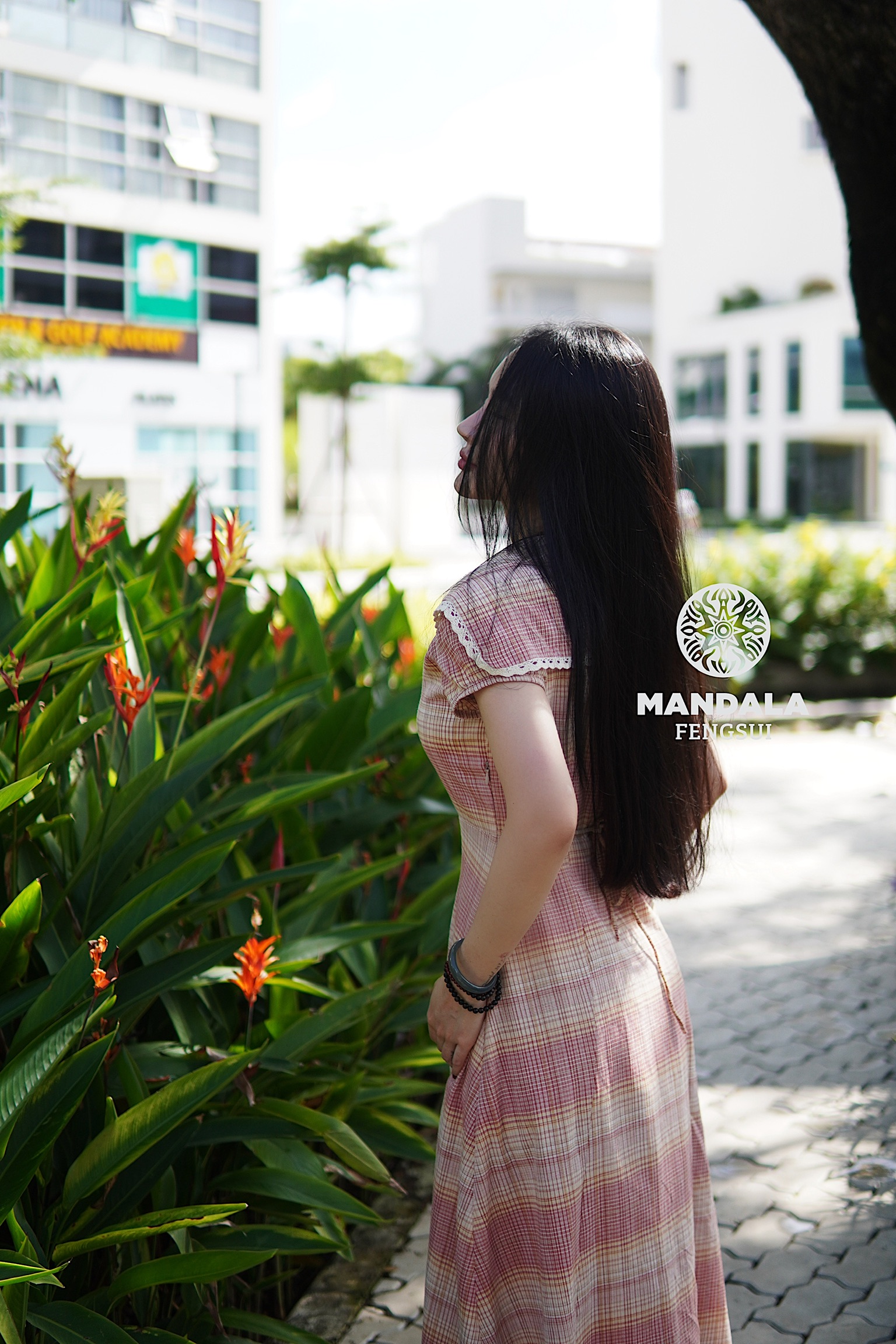 Váy Thạch Trúc Dáng A Cổ Ren Caro Hồng – Mandala
