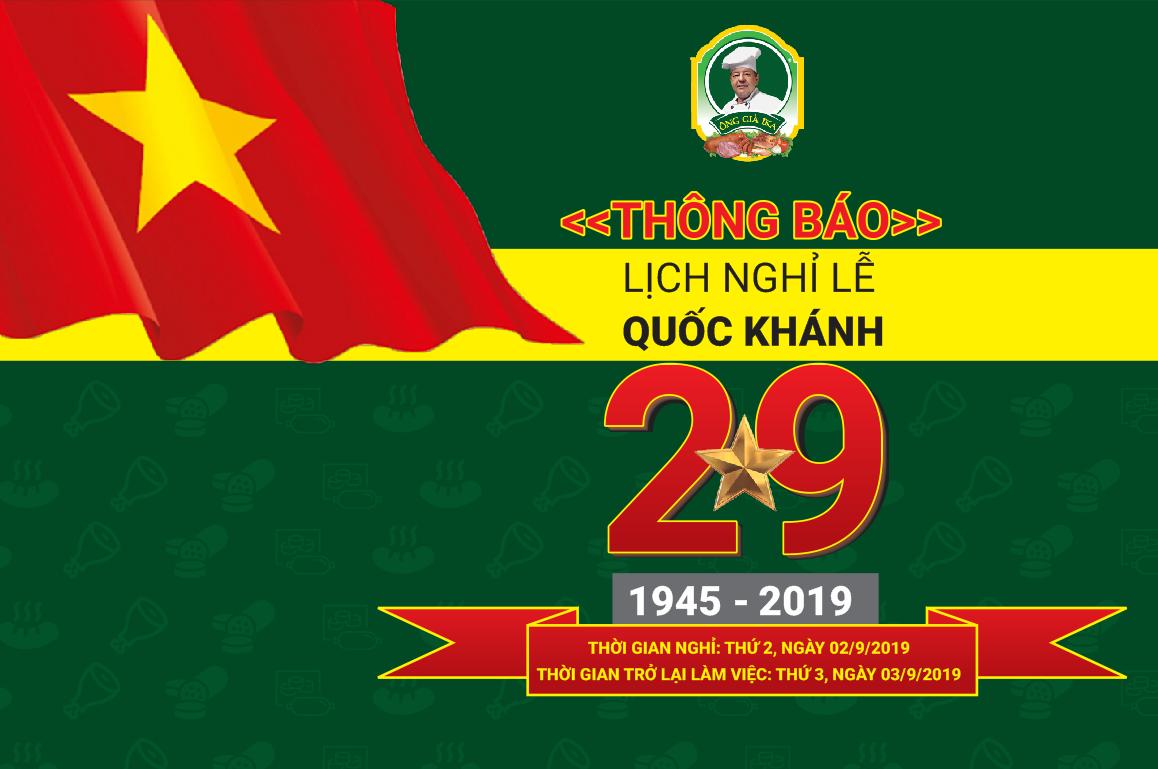 THÔNG BÁO  LỊCH NGHỈ LỄ QUỐC KHÁNH 2/9