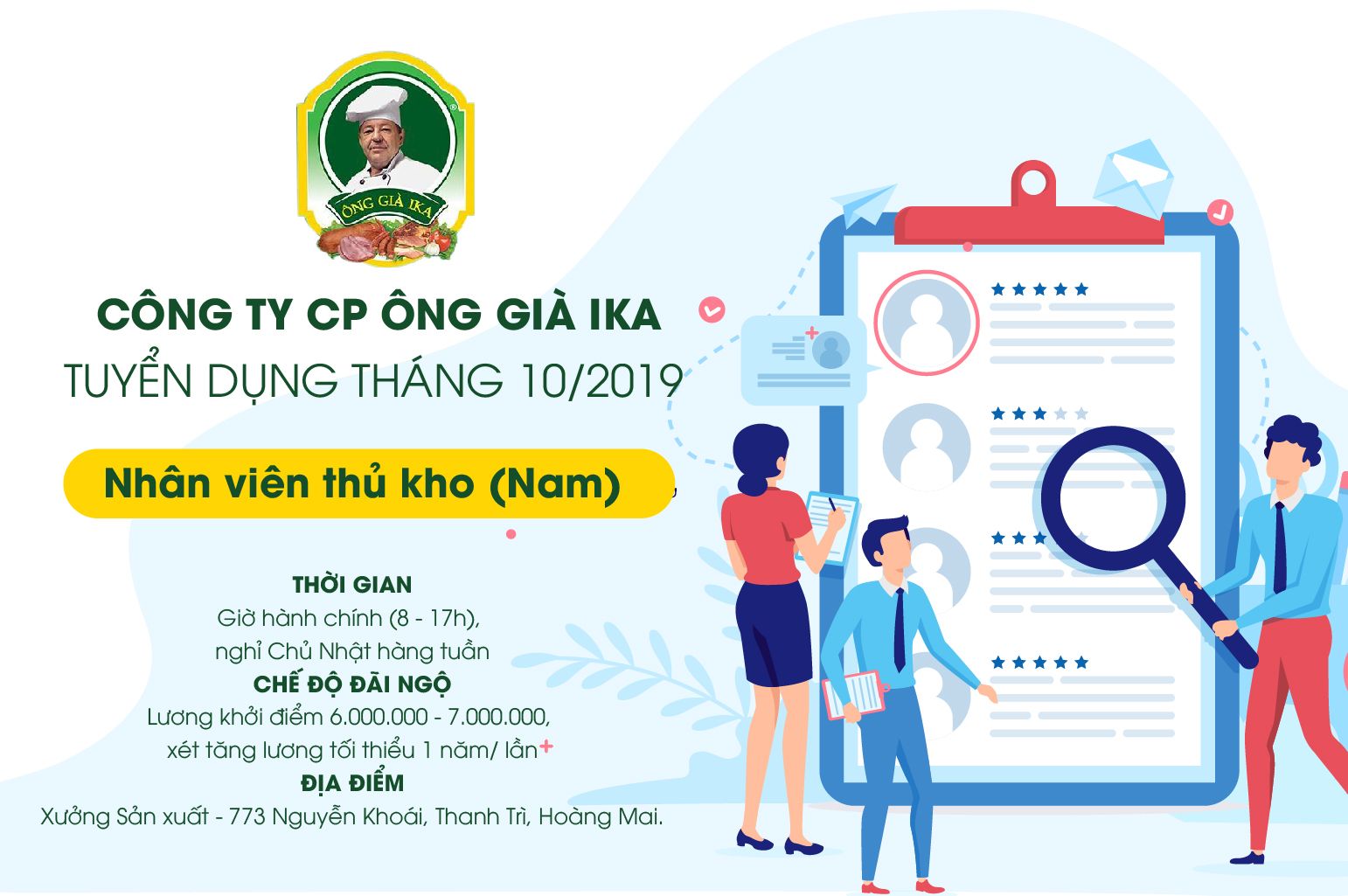 TUYỂN DỤNG THỦ KHO - HÀ NỘI