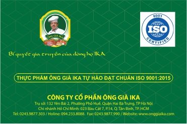 Thực phẩm Ông già IKA tự hào đạt chuẩn ISO 9001:2015