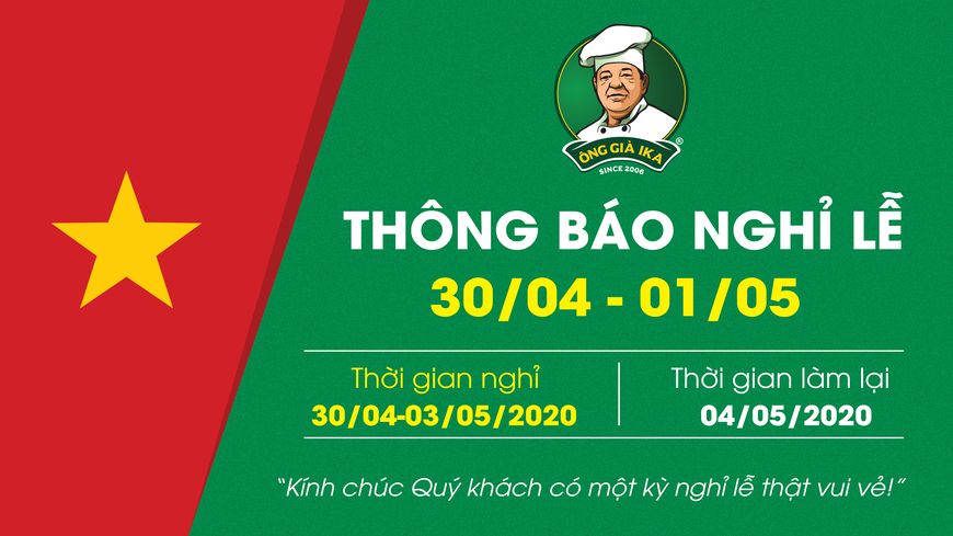 THÔNG BÁO NGHỈ LỄ 30/4-1/5