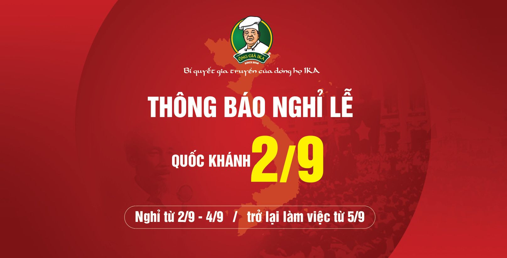 THÔNG BÁO NGHỈ LỄ 2/9