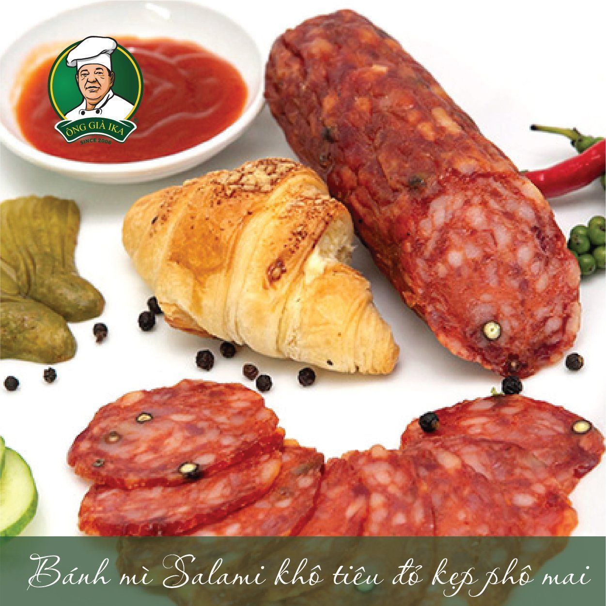 Bánh mì Salami khô tiêu đỏ kẹp phô mai siêu hấp dẫn