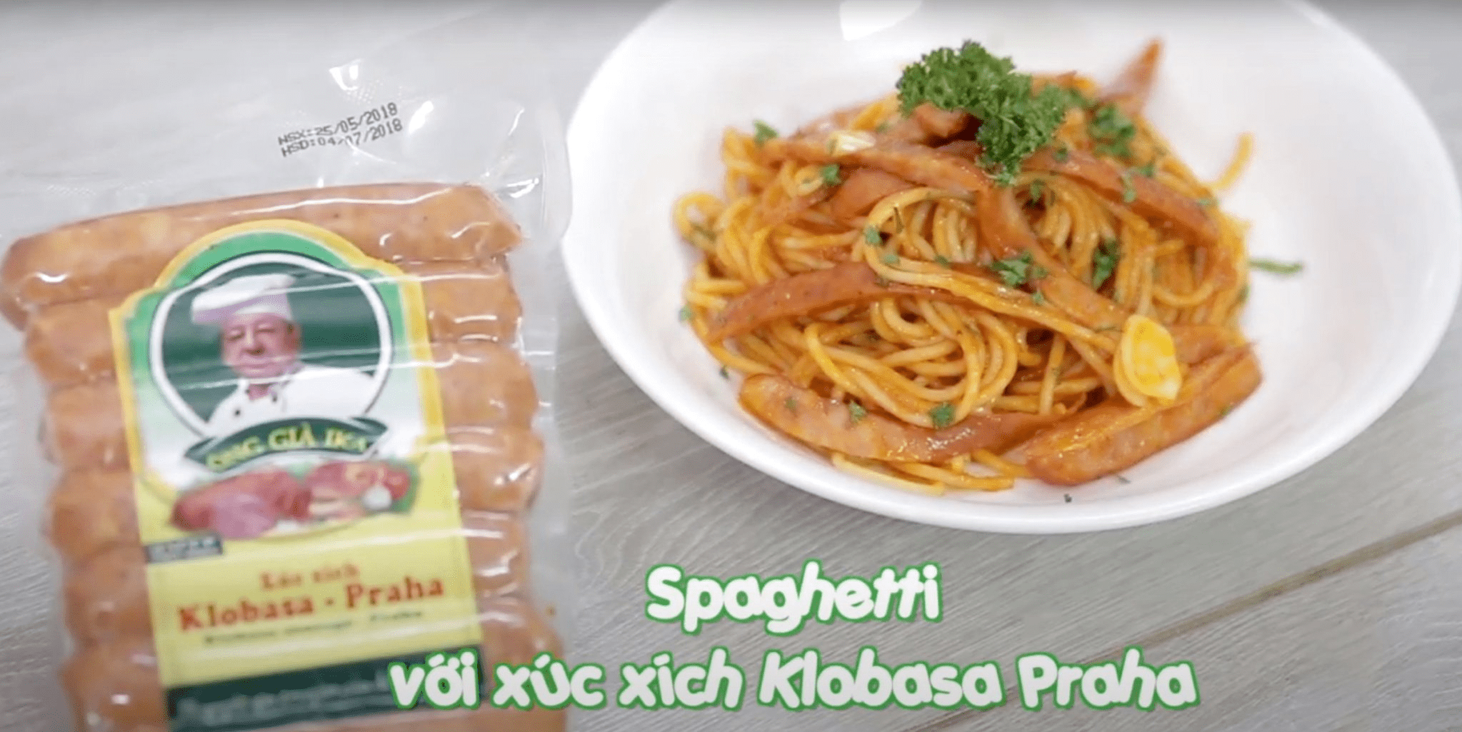 Làm spaghetti xúc xích với xúc xích Klobasa Praha Ông già IKA